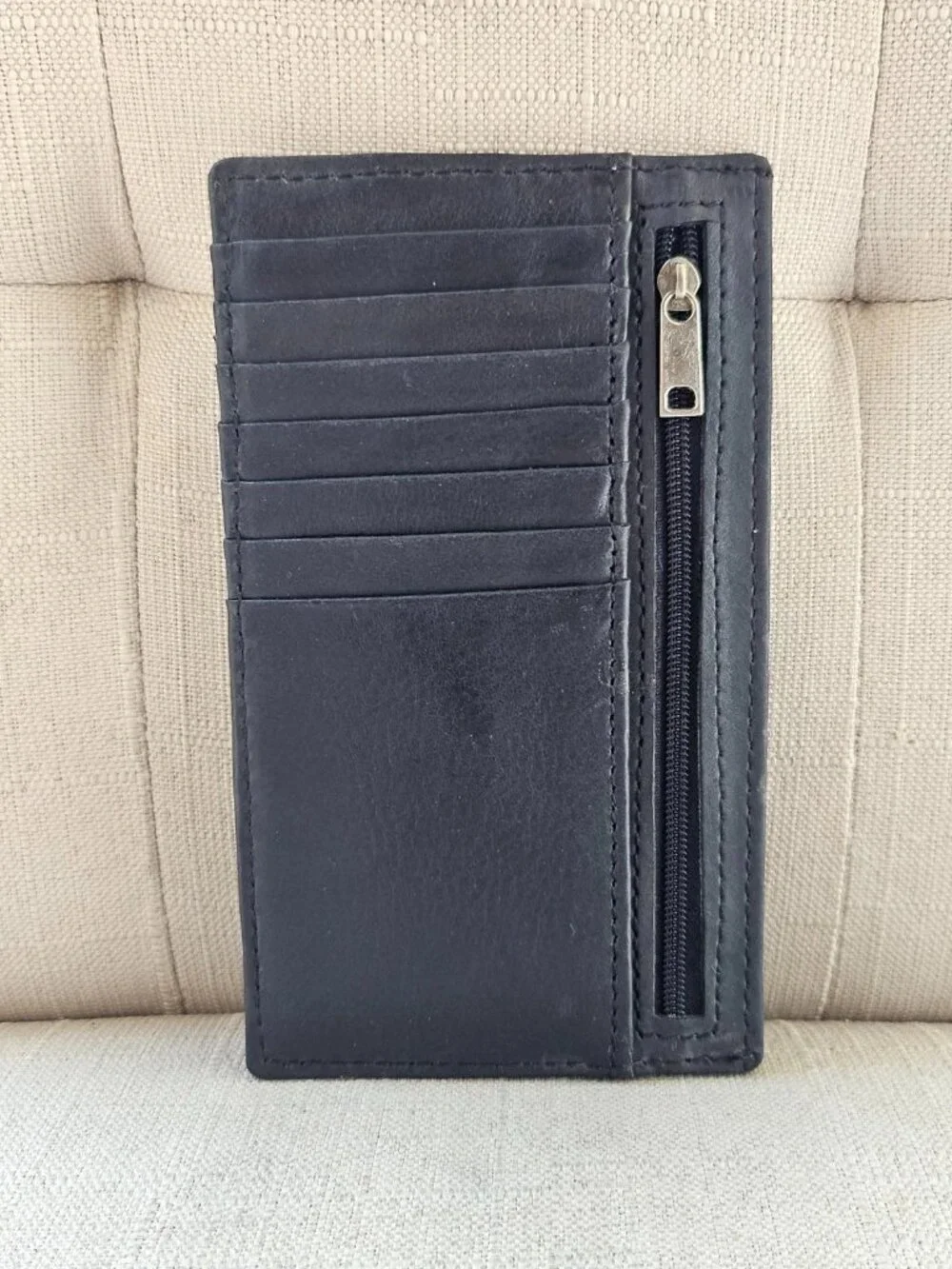 Leather Long Wallet Unisex Card Holder Blak Genuine Leather Handmade Clutch